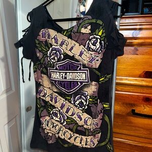 harley davidson cold shoulder shirt